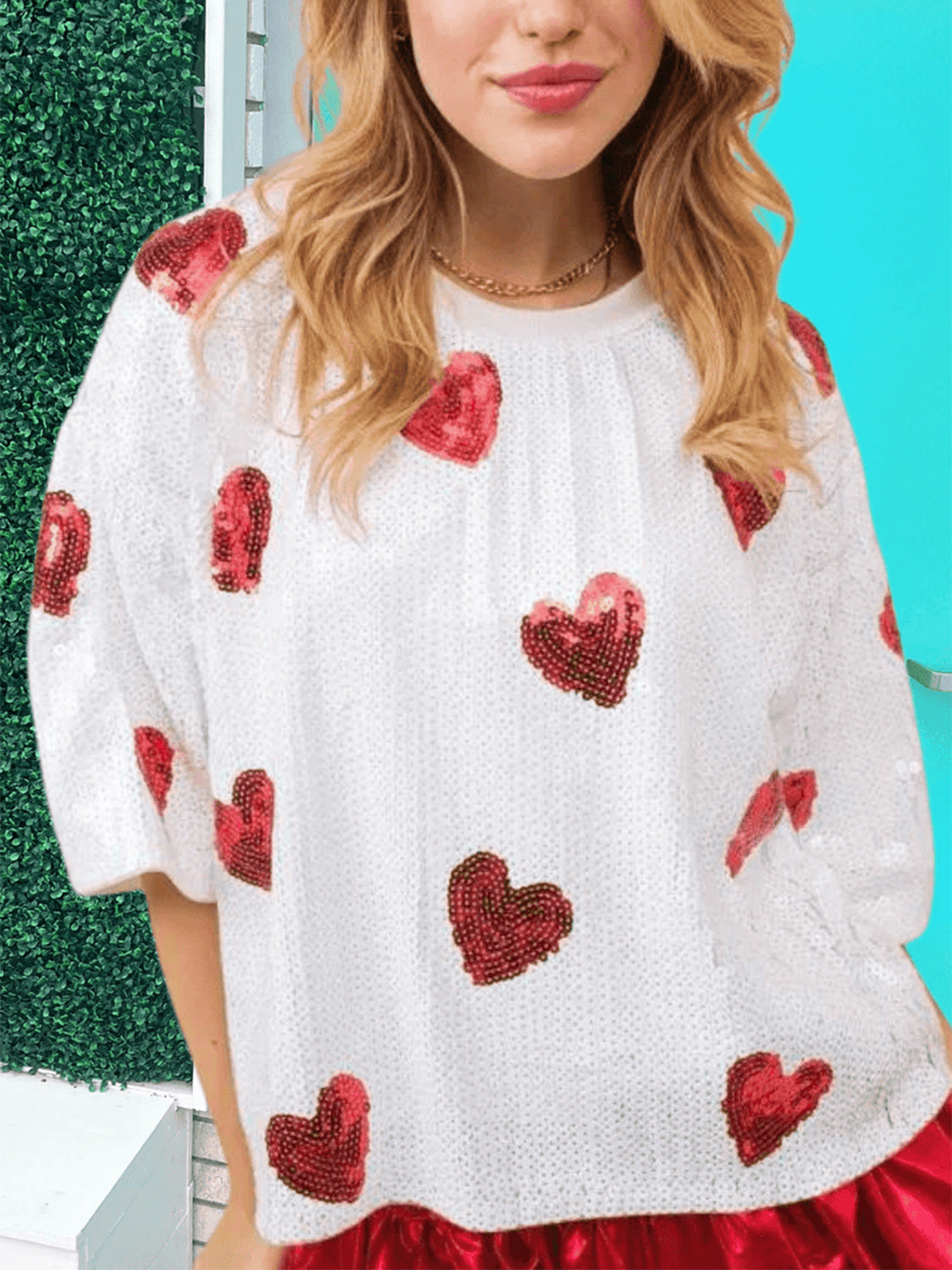 Sequin Heart Short Sleeve Top—All Heart—Valentine's Day Collection