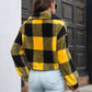 Plaid Dropped Shoulder Buttoned Jacket