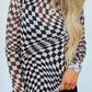 Checkered Print Mesh Long Sleeve