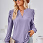 V-Neck Puff Sleeve Blouse