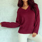 V-Neck Dropped Shoulder Sweater