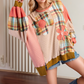 Slit Plaid Round Neck Long Sleeve Sweatshirt