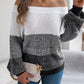 Color Block Off-Shoulder Long Sleeve Sweater