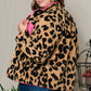 Plus Size Leopard Zip Up Jacket with Pockets