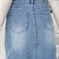 Distressed Raw Hem Heart Denim Skirt