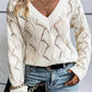 Openwork V-Neck Long Sleeve Sweater