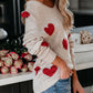 Heart Scoop Neck Long Sleeve Sweater