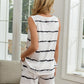 Striped Round Neck Tank and Shorts Lounge Set