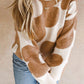 Contrast Flower Mock Neck Long Sleeve Sweater