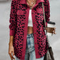 Full Size Leopard Collared Neck Button Up Long Sleeve Jacket