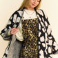 Davi & Dani Leopard Open Front Long Sleeve Cardigan