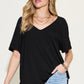 Basic Bae Full Size Bamboo Slit V-Neck Short Sleeve T-Shirt