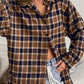 Plaid Button Up Drop Shoulder Shacket