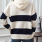 Drawstring Striped Hooded Sweater