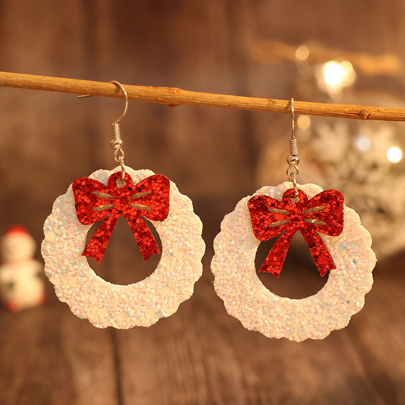 Leather Sequin Wreath Earrings