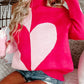 Valentine's Day Heart Turtleneck Cold Shoulder Sweater