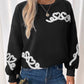 Perfee Heart Round Neck Long Sleeve Sweater