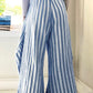 Striped Elastic Waist Wide Leg Pants