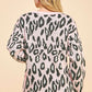 Pink Leopard Print Ribbon Tie Loose Fit Cardigan