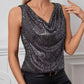 Sequin Cowl Neck Tank