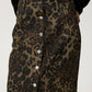 Leopard Button Up Denim Skirt