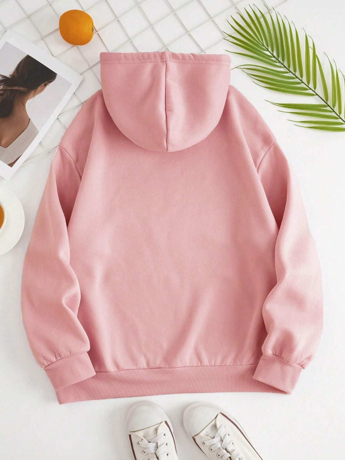 Drawstring Dropped Shoulder Hoodie