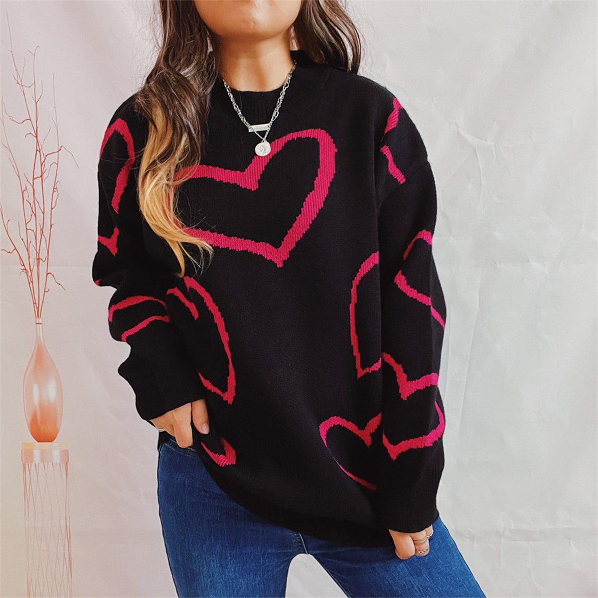 Heart Pattern Sweater—All Heart—Valentine's Day Collection