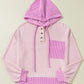 Corded Color Block Drawstring Hoodie