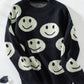 Smile Pattern Round Neck Long Sleeve Sweater