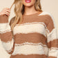 Haptics Striped Contrast Distressed Sweater