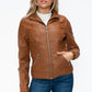 YMI Faux Layered Double-Zipper Jacket with Fuzzy Hood