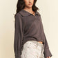 Davi & Dani Drawstring Hem Half Zip Raglan Sleeve Sweatshirt