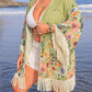 Plus Size Fringe Open Front Cover-Up