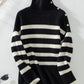 Buttoned Striped Long Sleeve Sweater