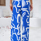 Devine Smocked Printed Wide Leg Pants with Pockets