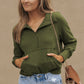 Sea Green Fleece Lined Zip Up Stand Collar Thumbhole Sleeve Sweatshirt