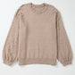 Plus Size Pearl Detail Round Neck Long Sleeve Sweater