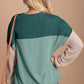 Red Color Block Long Sleeve Ribbed Loose Top