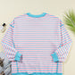 High-Low Striped Long Sleeve Sweatshirt