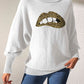 Lip Turtleneck Long Sleeve Sweater