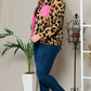 Plus Size Leopard Zip Up Jacket with Pockets