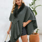 Fuzzy Trim Open Front Poncho