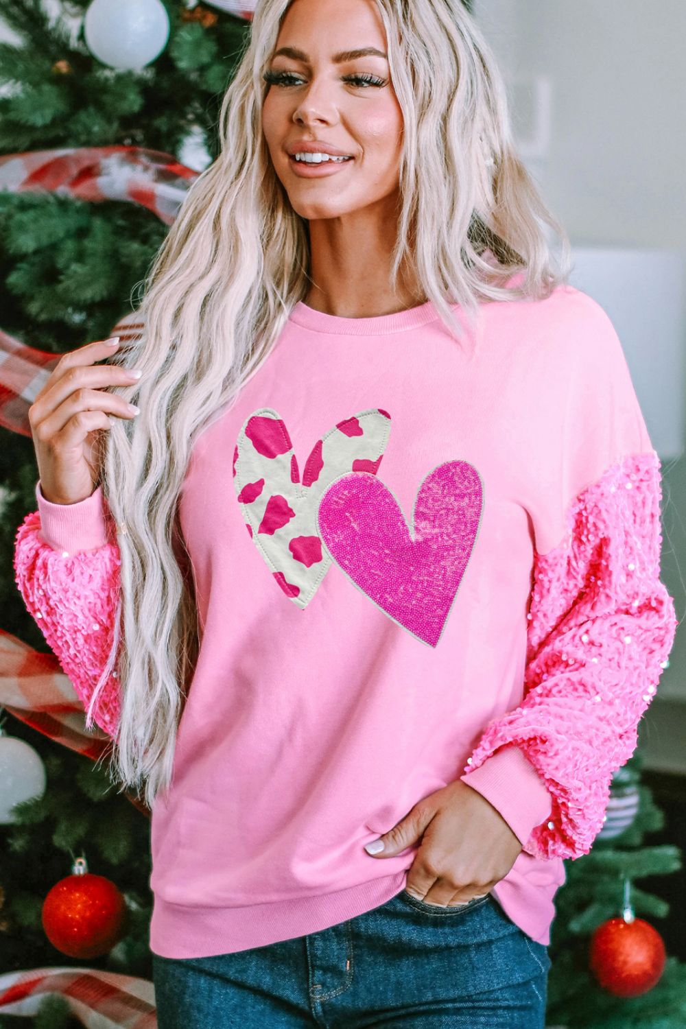 Sequin Heart Sweatshirt—All Heart—Valentine's Day Collection