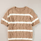 Striped Round Neck Short Sleeve Sweater