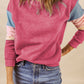 Color Block Round Neck Long Sleeve Sweatshirt