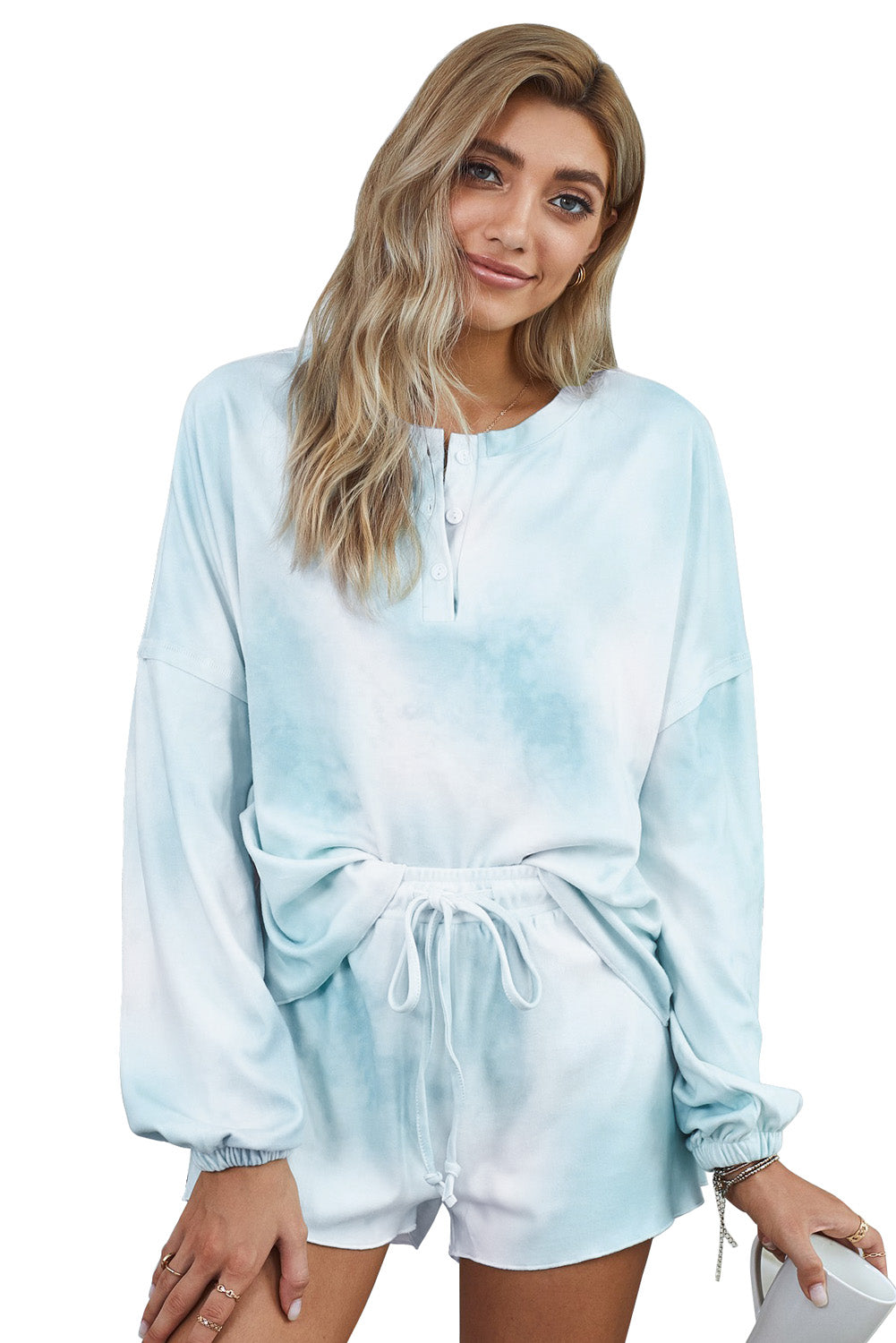 Sky Blue Tie Dye Knit Lounge Set