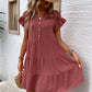 Perfee Tiered Notched Flounce Sleeve Mini Dress