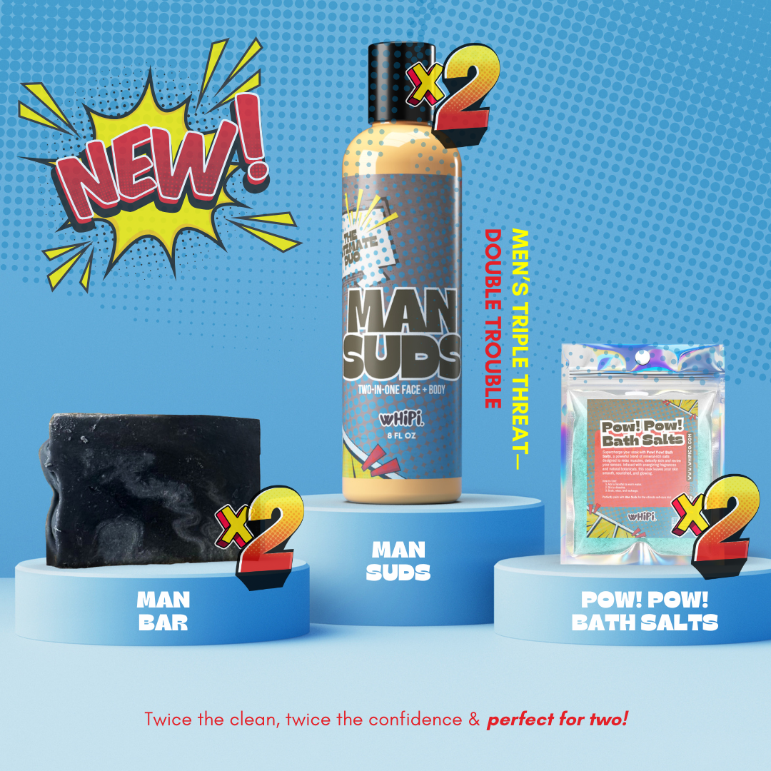 Men's Triple Threat Gift Set—Man Suds, Man Bar & Pow! Pow! Bath Salts