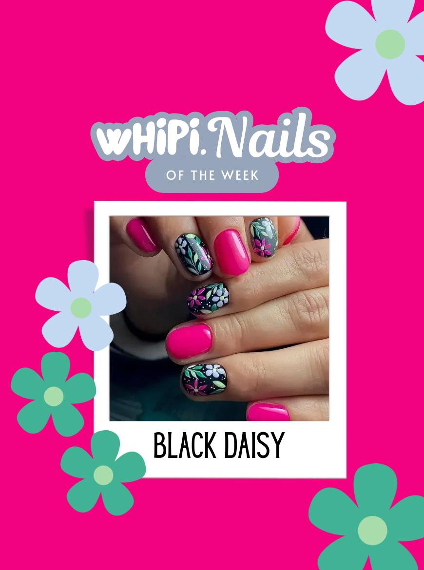 wHiPi. Press On Nails - Black Daisy