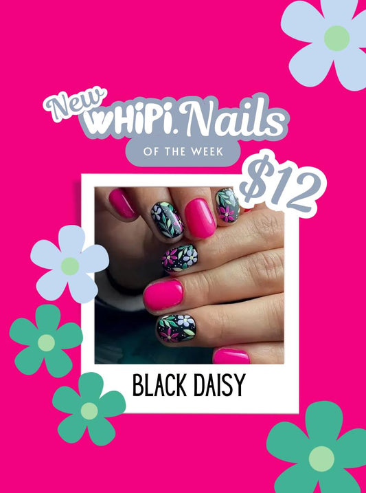 wHiPi. Press On Nails - Black Daisy